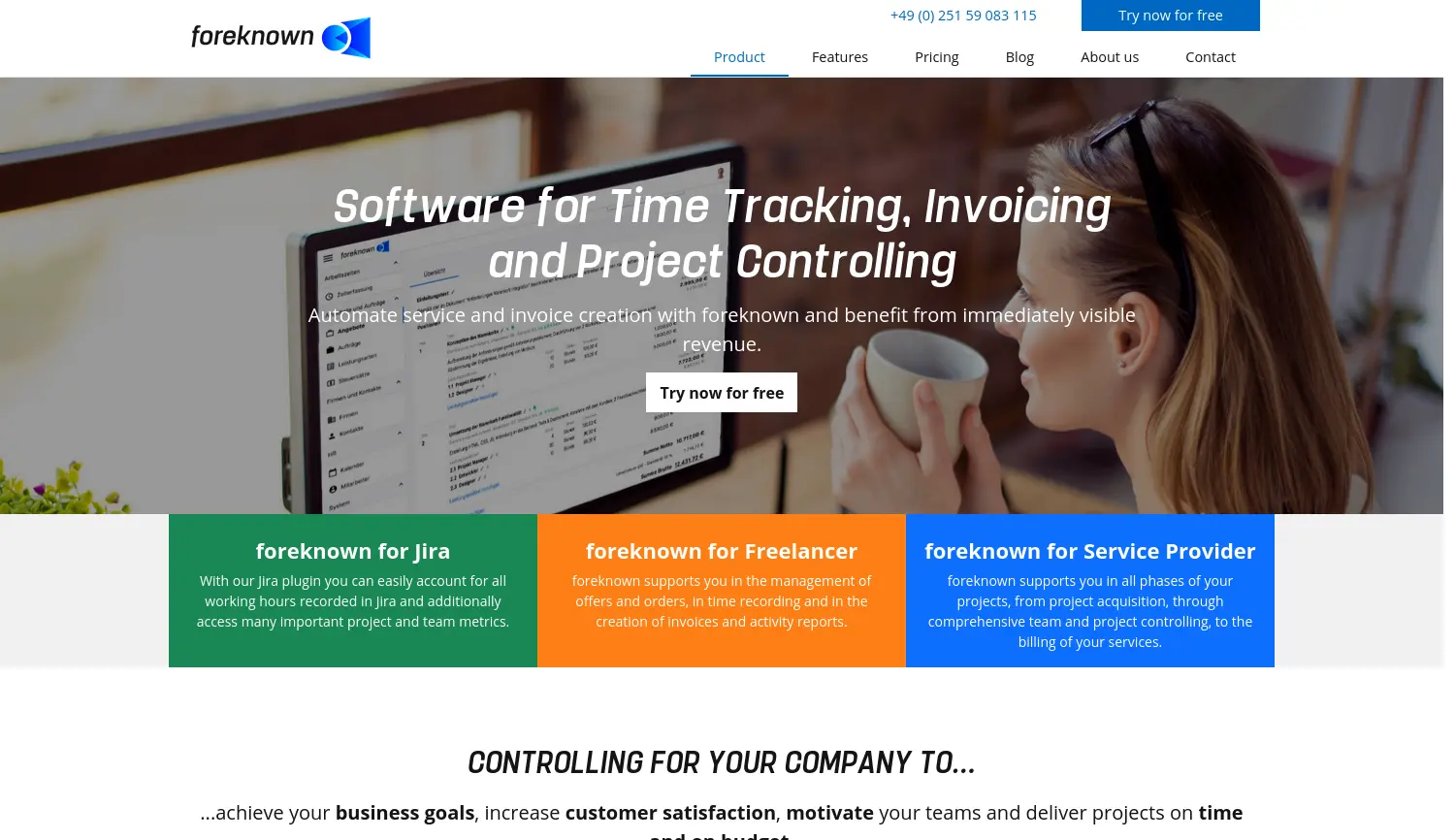 Website der Firma foreknown GmbH