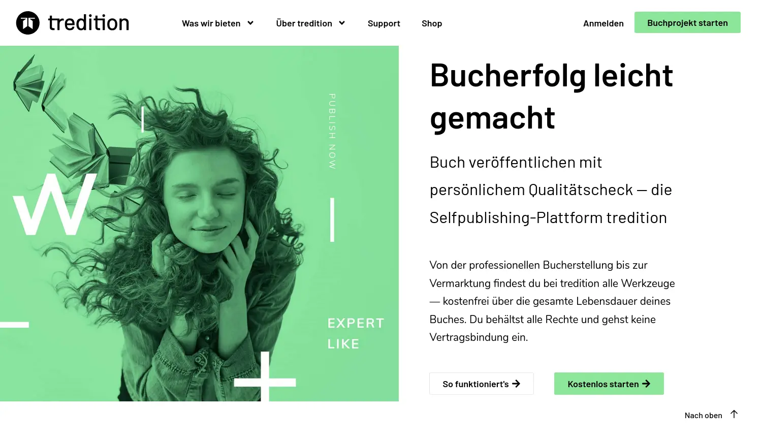 Website der Firma tredition GmbH