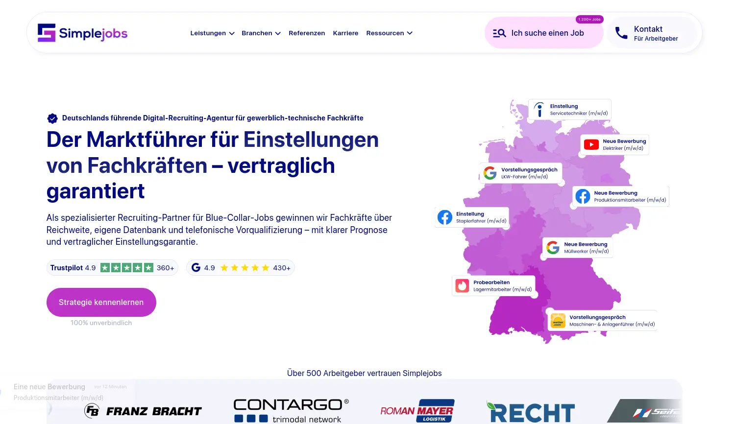 Website der Firma SimpleJOB GmbH