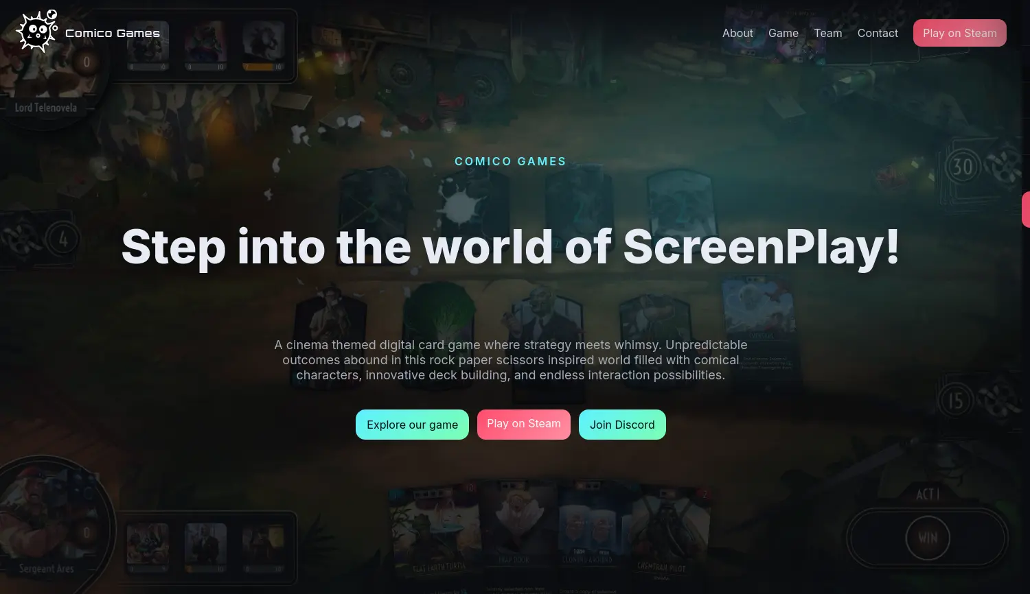 Website der Firma Comico Games
