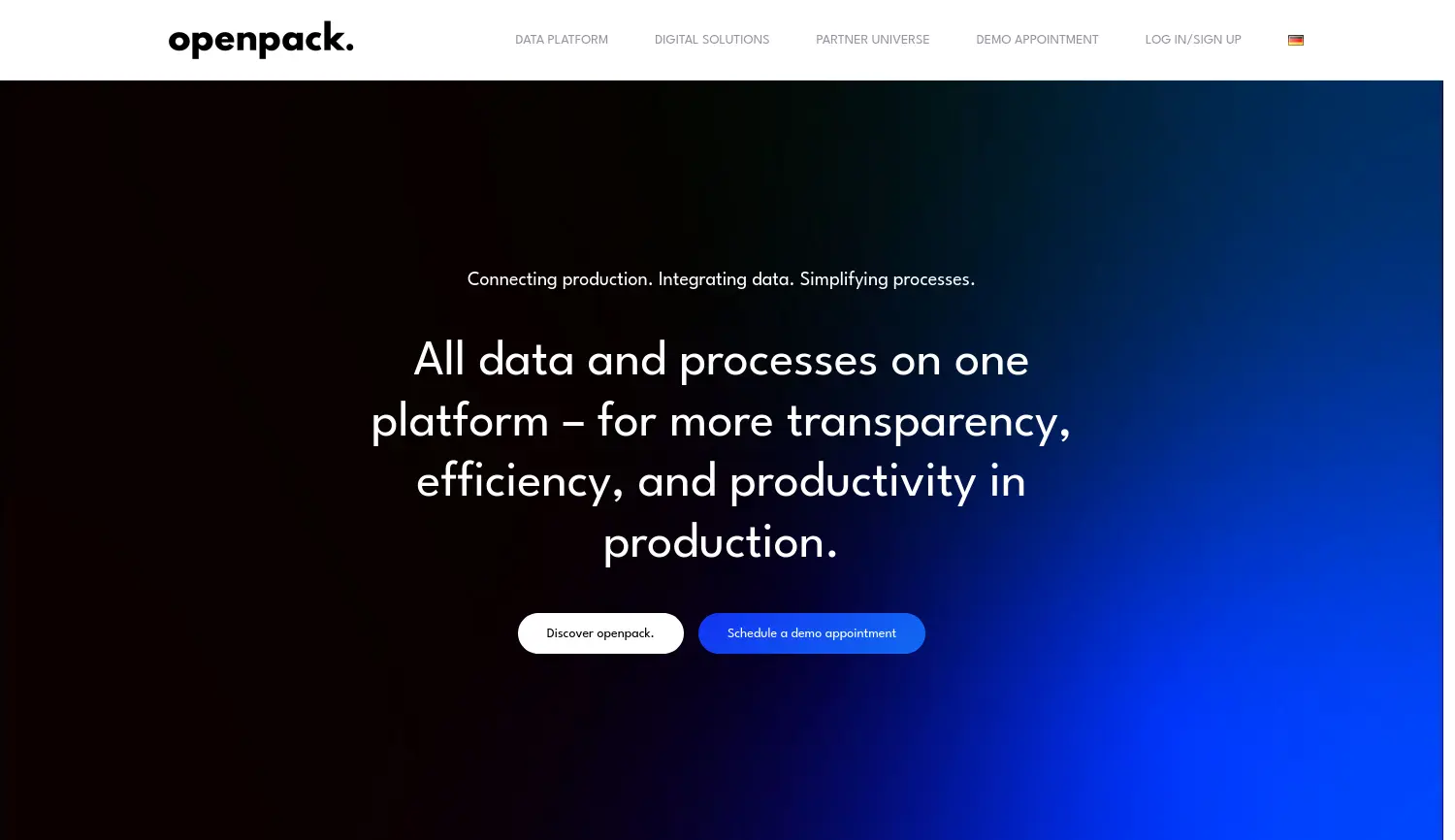 Website der Firma openpack GmbH