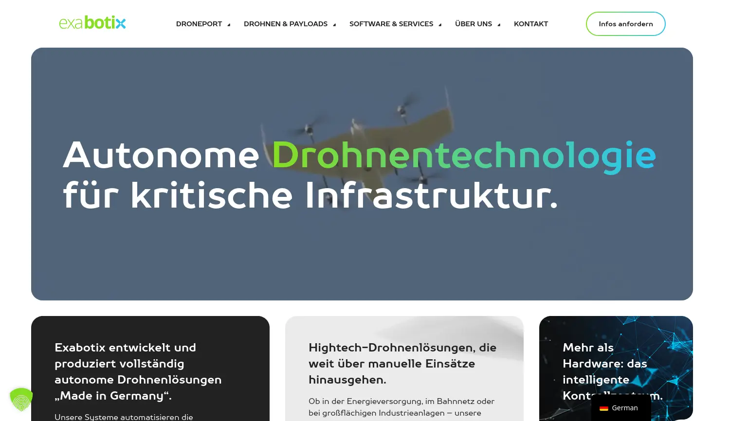 Website der Firma Exabotix GmbH