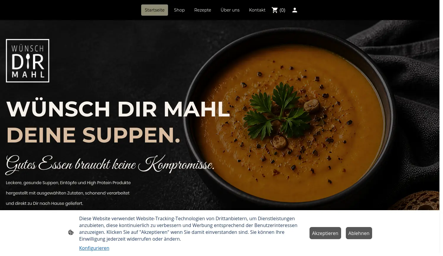 Website der Firma WDM Bio-Fertigprodukte GmbH