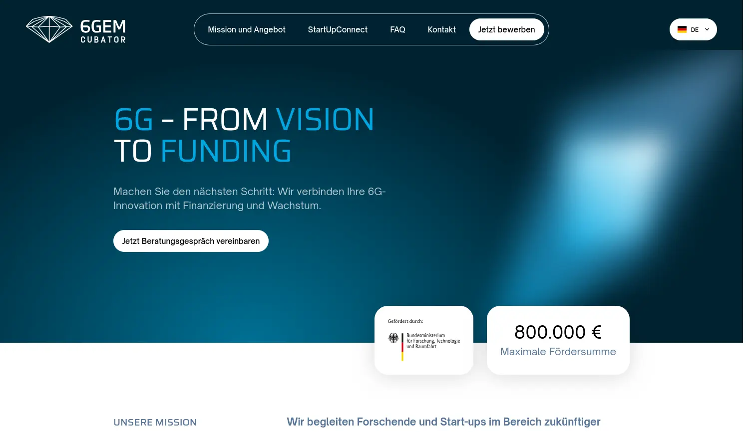 Website der Firma 6GEMcubator