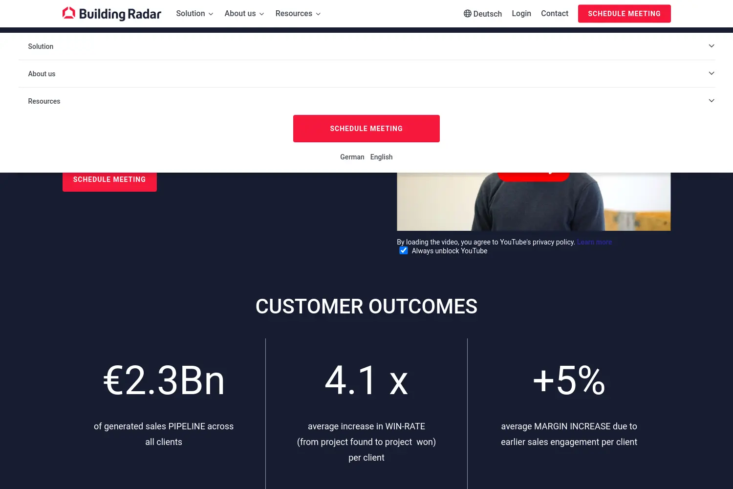 Website der Firma Building Radar GmbH