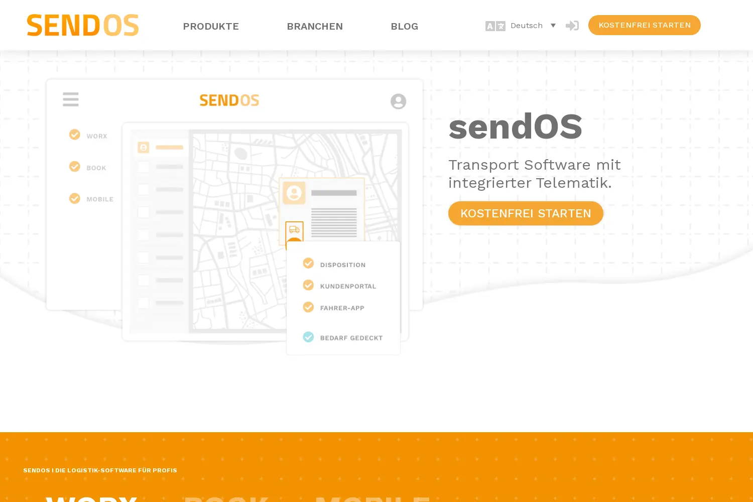 Website der Firma sendOS GmbH
