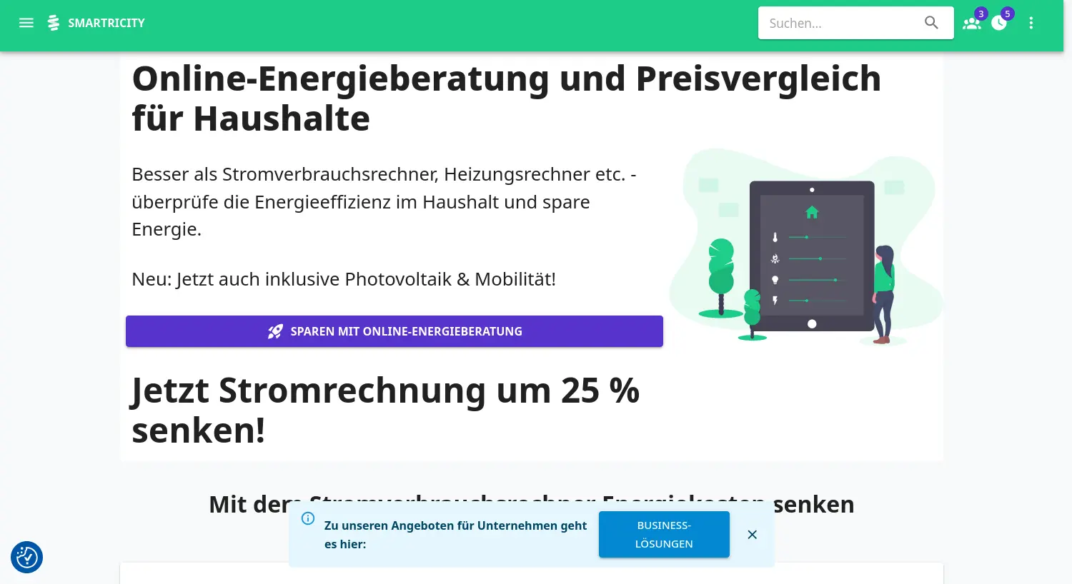 Website der Firma Smartricity GmbH