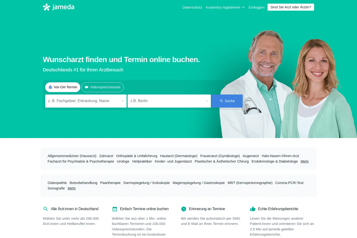 Website der Firma jameda GmbH