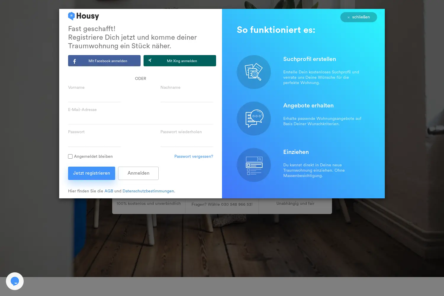 Website der Firma Housy GmbH