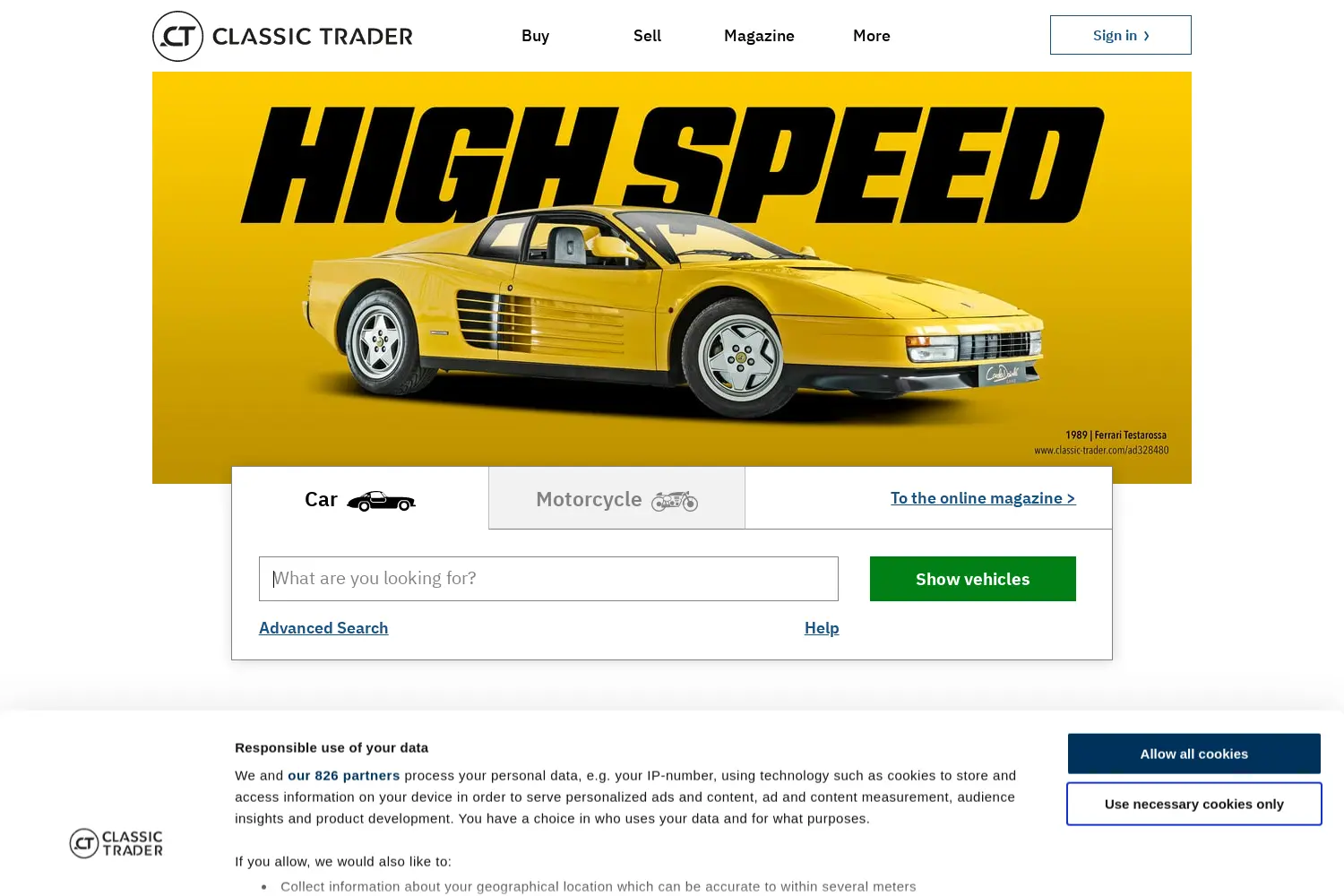 Website der Firma Classic Trader GmbH