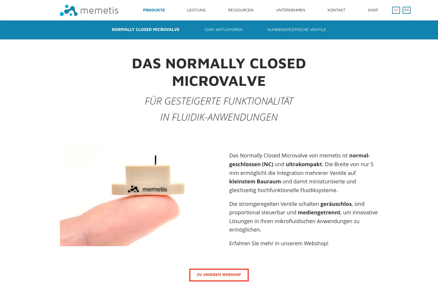 Website der Firma memetis GmbH