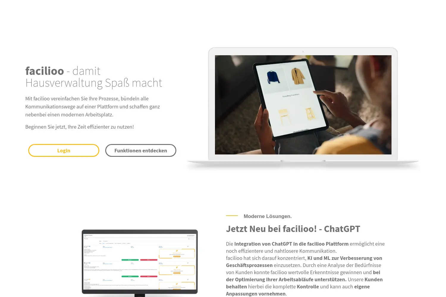 Website der Firma facilioo GmbH
