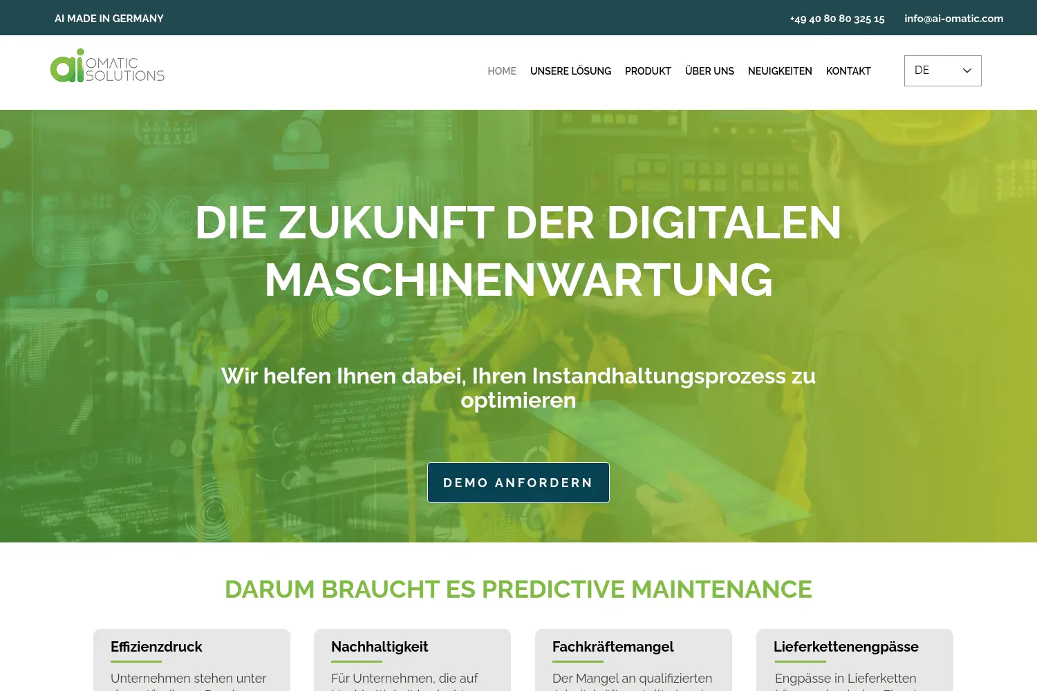 Website der Firma ai-omatic solutions GmbH