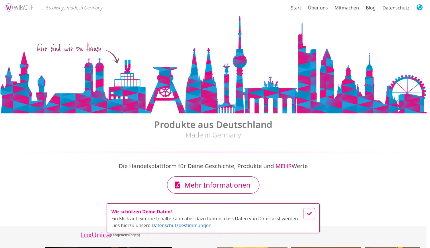 Website der Firma WIRACLE UG (haftungsbeschränkt) i.G.