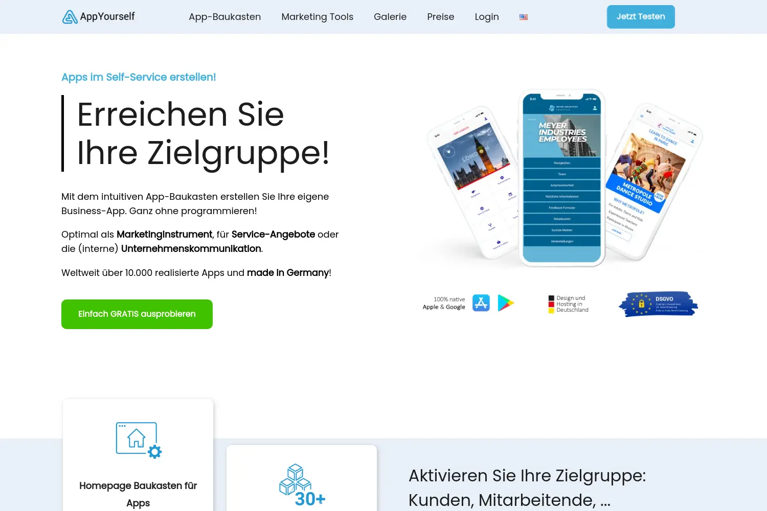 Website der Firma AppYourself GmbH