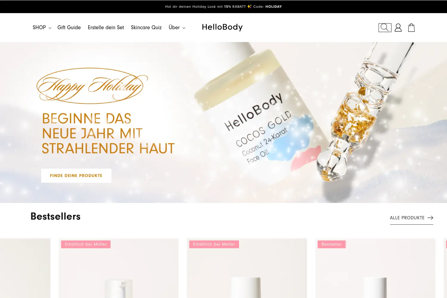 Website der Firma Hello Body GmbH