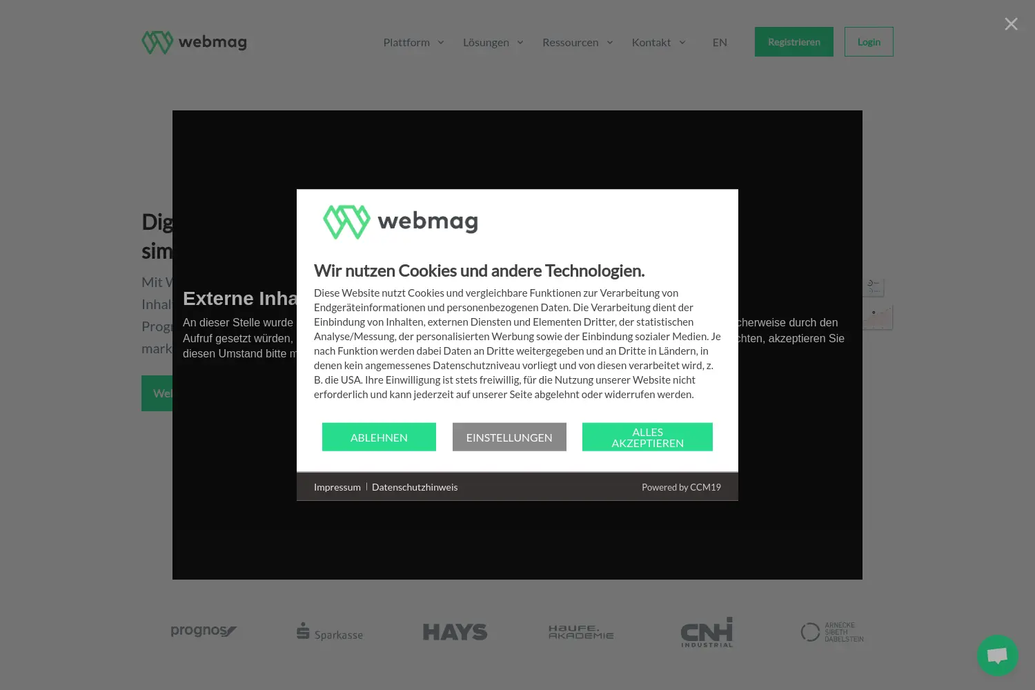 Website der Firma Webmag GmbH