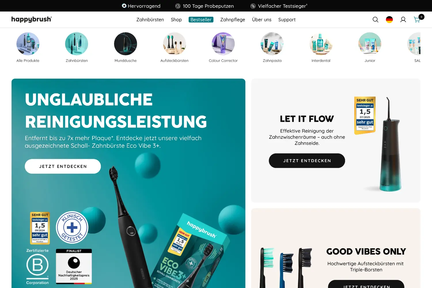 Website der Firma happybrush GmbH