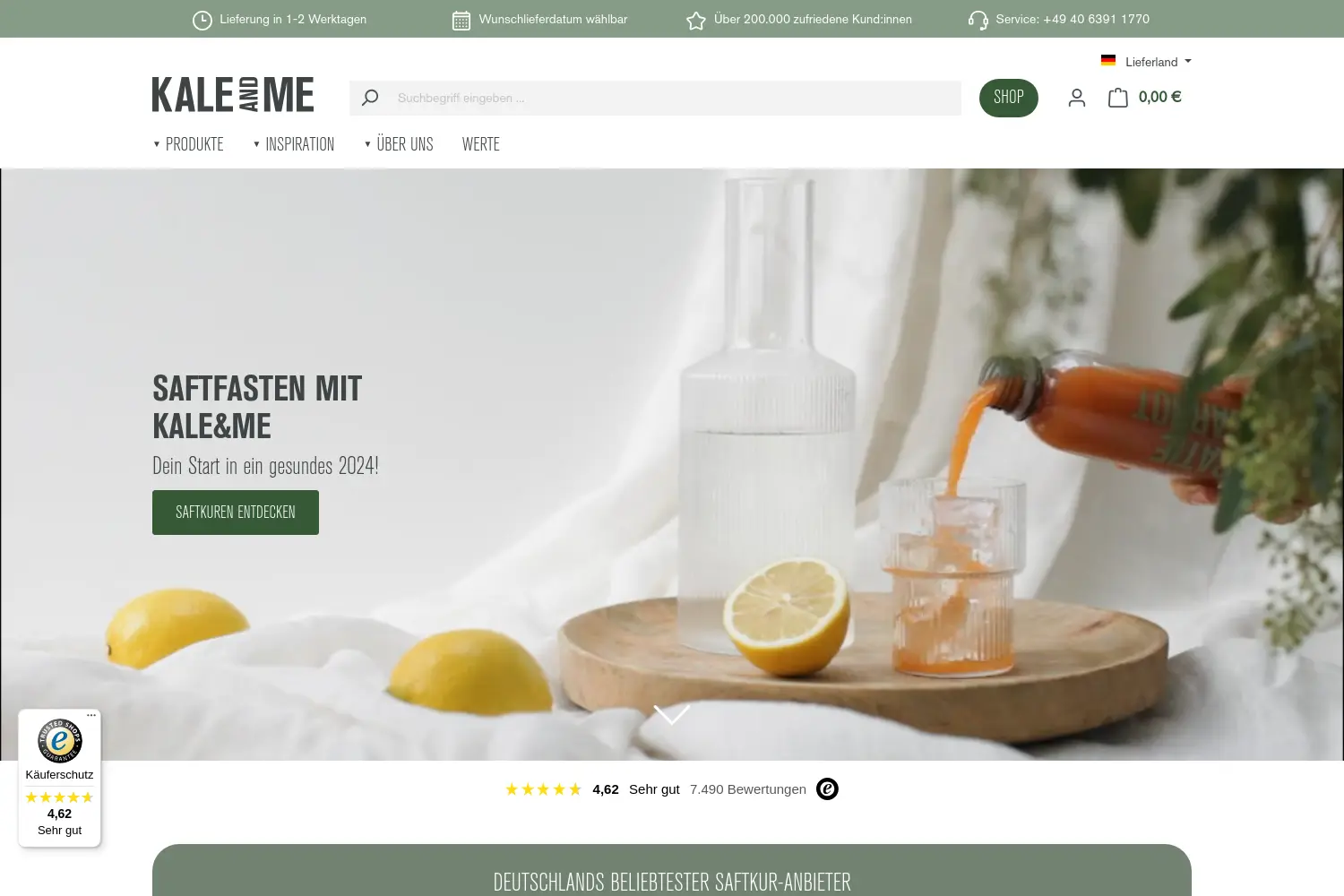 Website der Firma Kale & Me GmbH