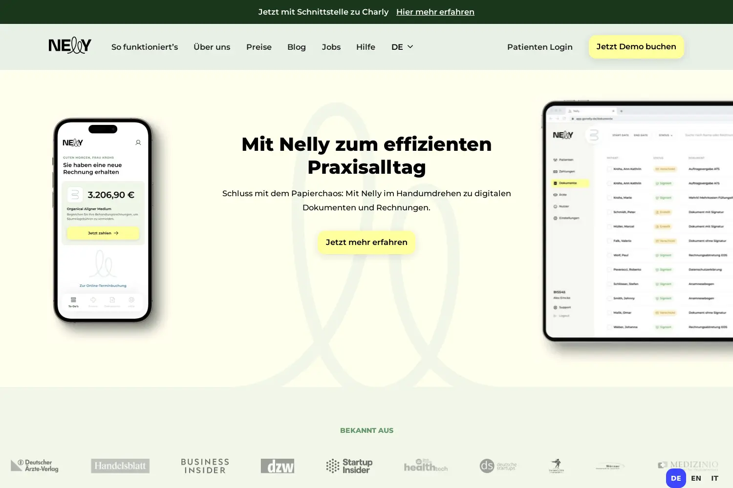 Website der Firma Nelly Solutions GmbH