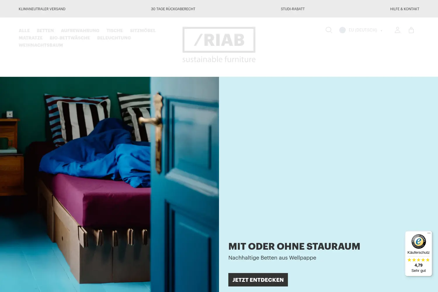 Website der Firma Room in A BOX GmbH & Co. KG