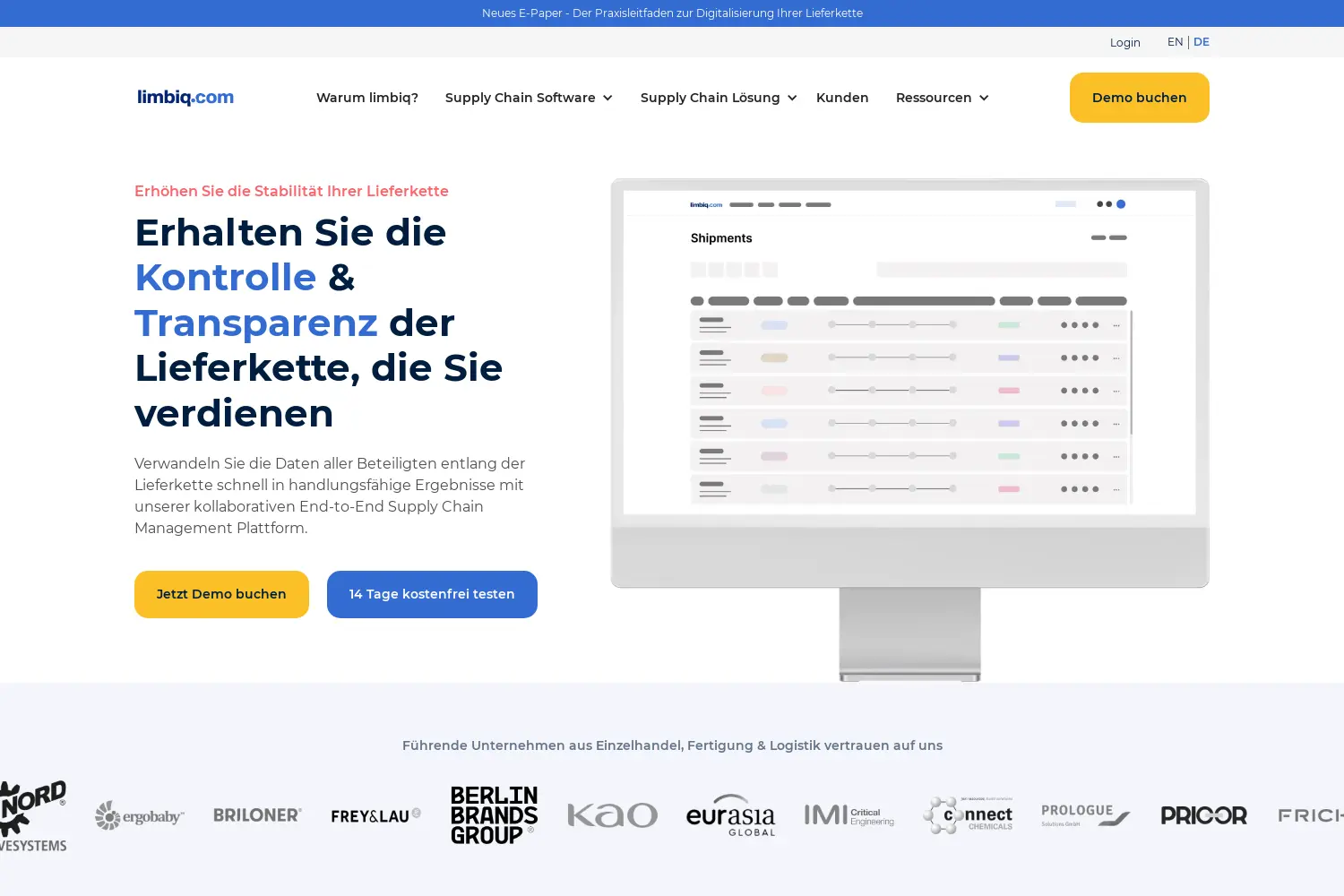 Website der Firma limbiq system GmbH