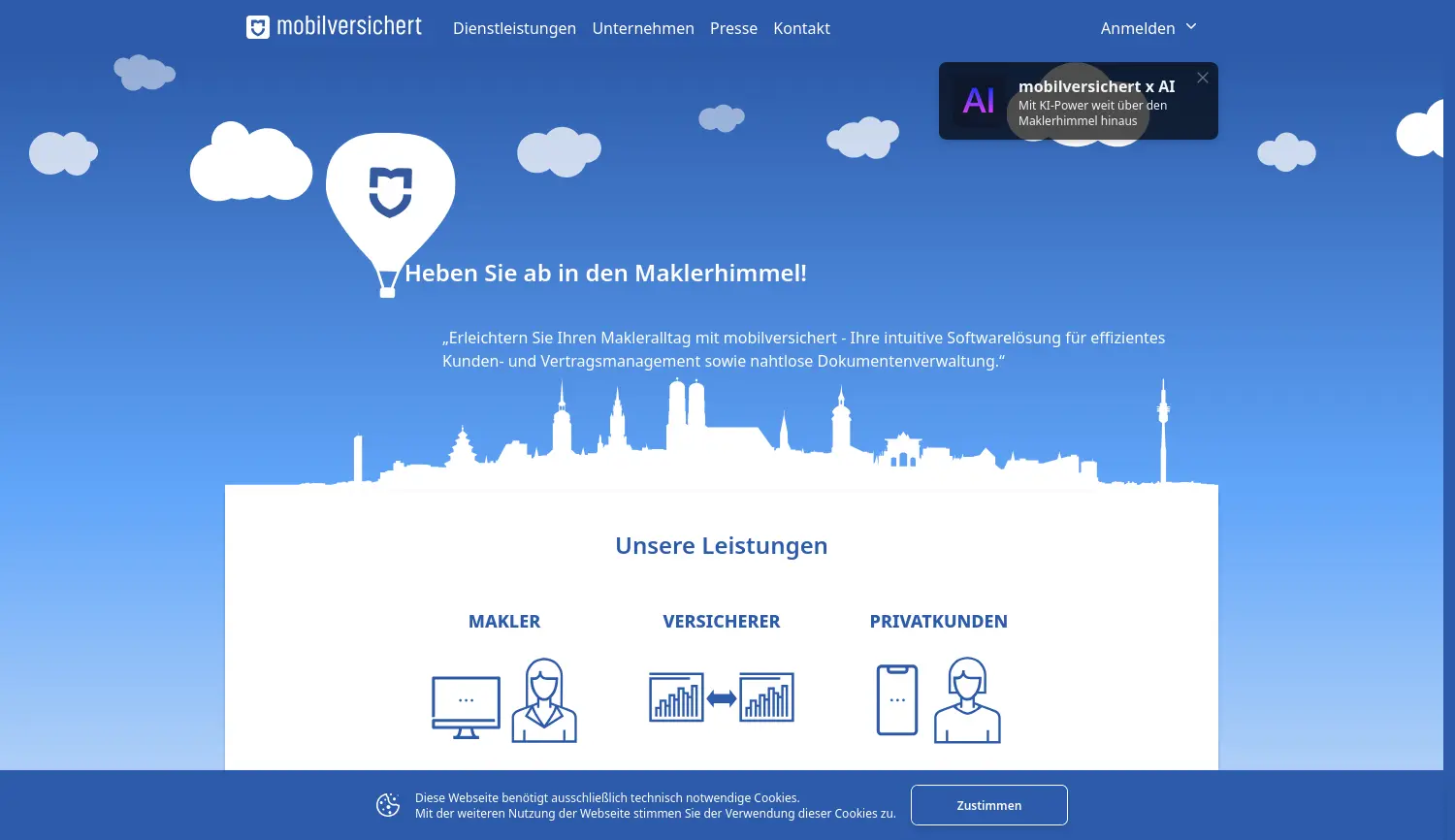 Website der Firma Munich General Insurance Services GmbH