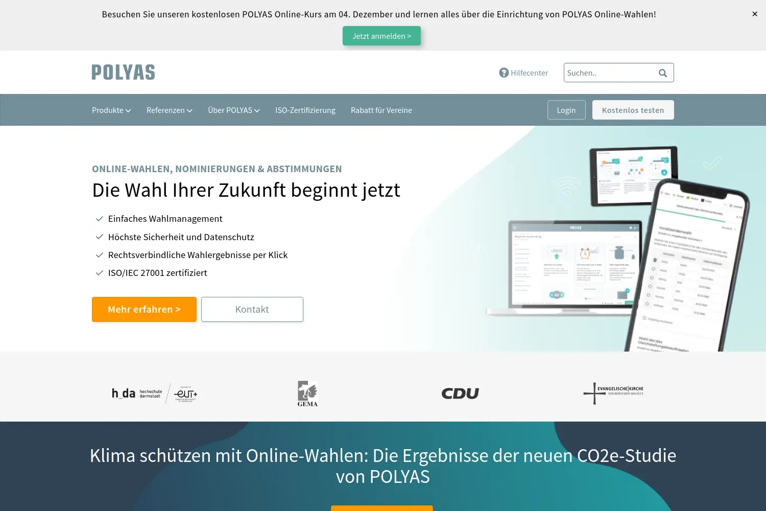 Website der Firma Polyas GmbH
