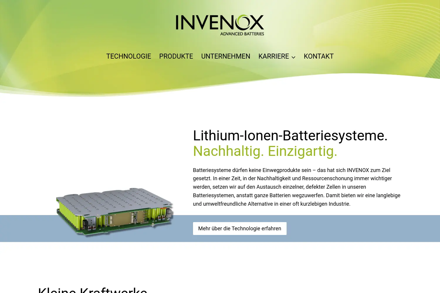 Website der Firma Invenox GmbH