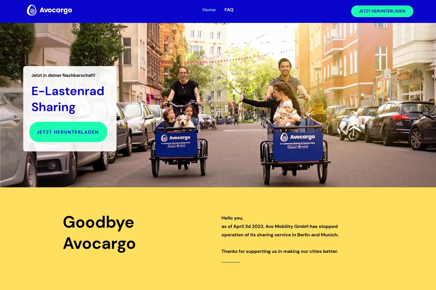 Website der Firma AVO Mobility GmbH