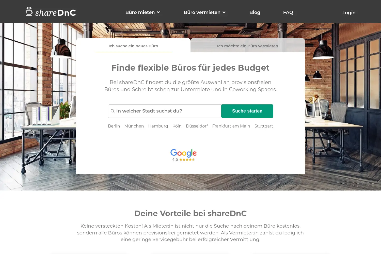Website der Firma shareDnC GmbH