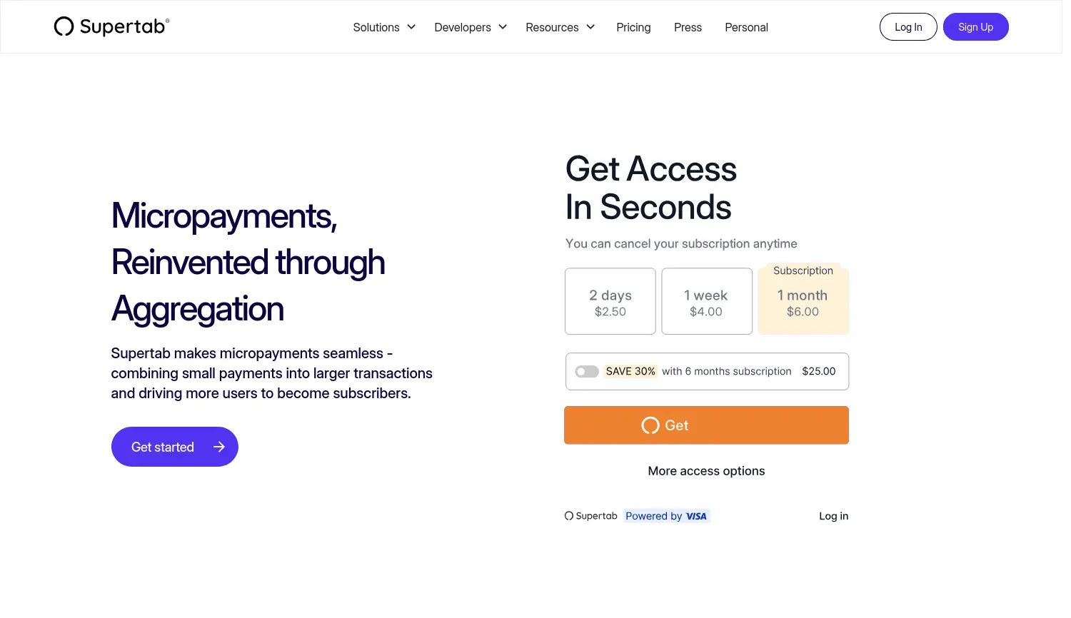 Website der Firma Supertab AG