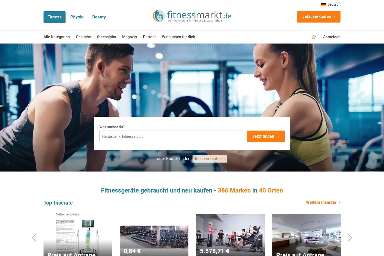 Website der Firma Fitnessmarkt.de Services GmbH