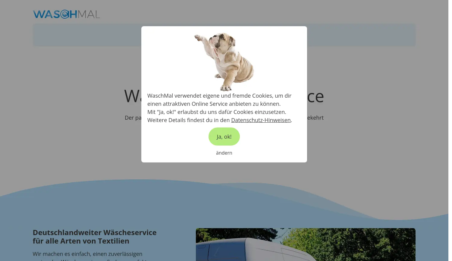 Website der Firma WaschMal GmbH