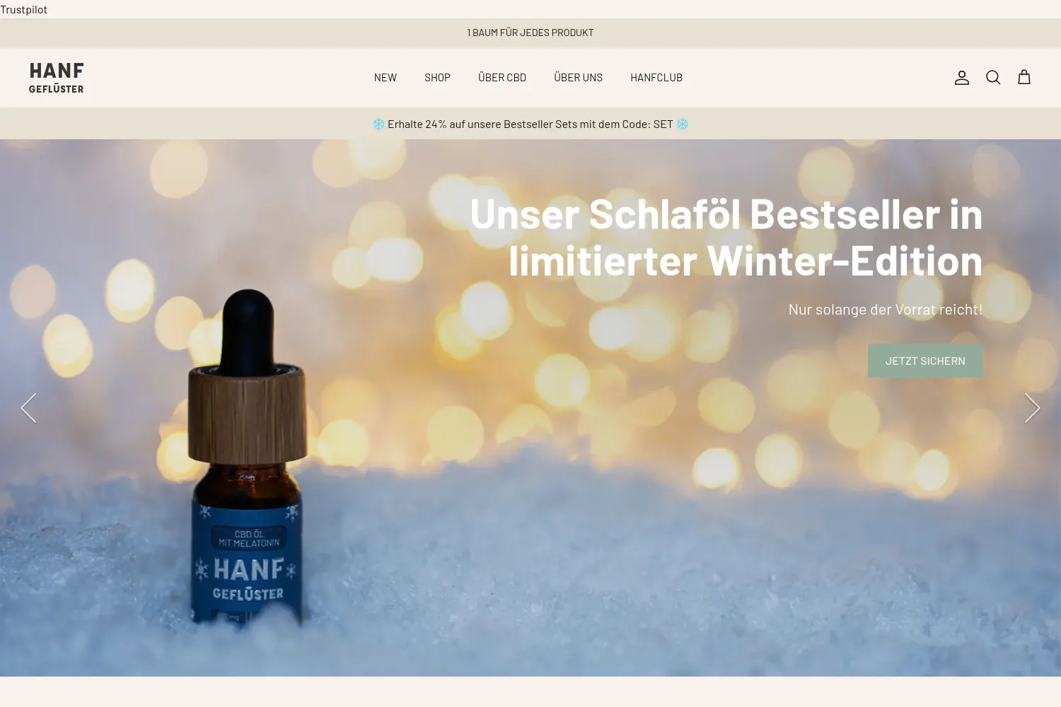 Website der Firma Hanfgeflüster GmbH