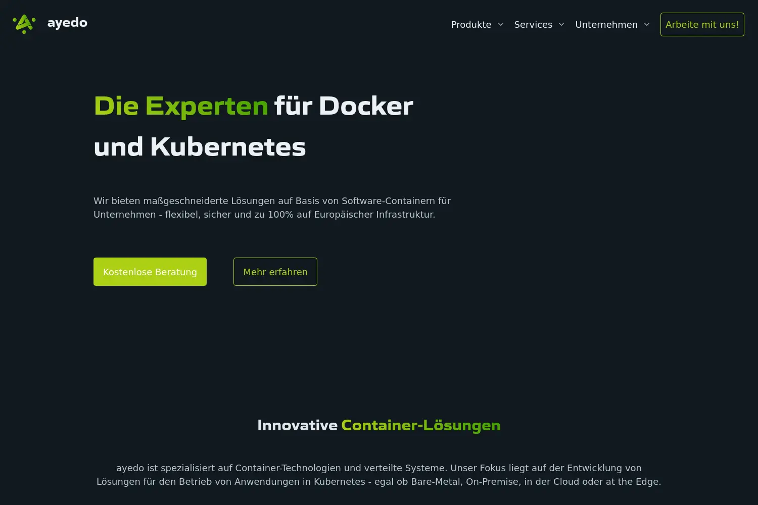 Website der Firma Ayedo Cloud Solutions GmbH