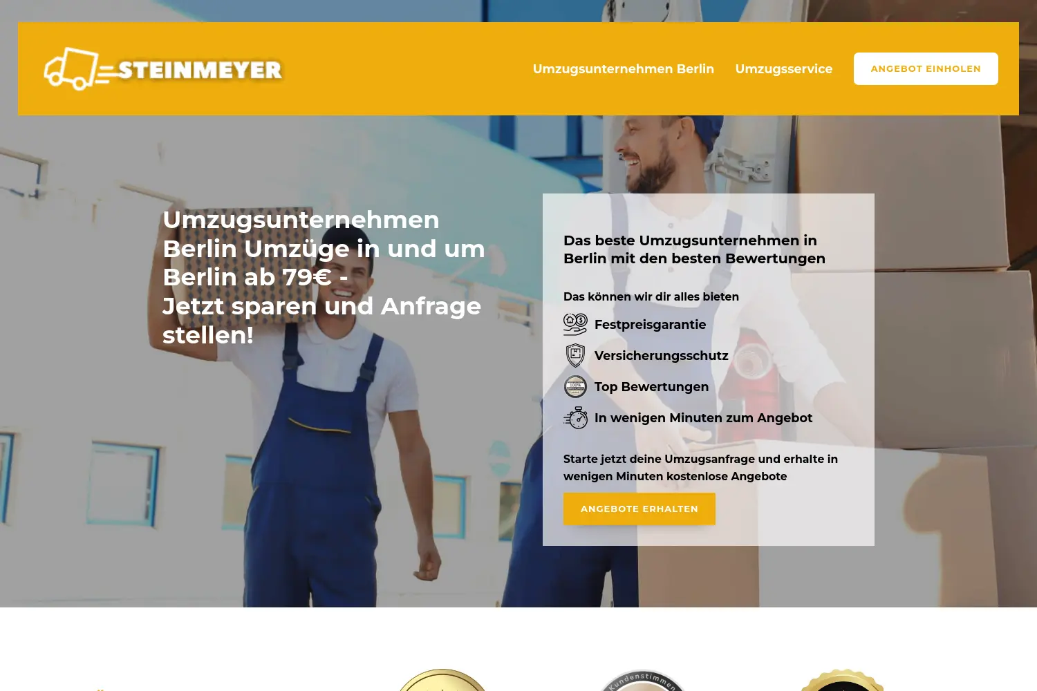 Website der Firma Steinmeyer Umzüge Berlin