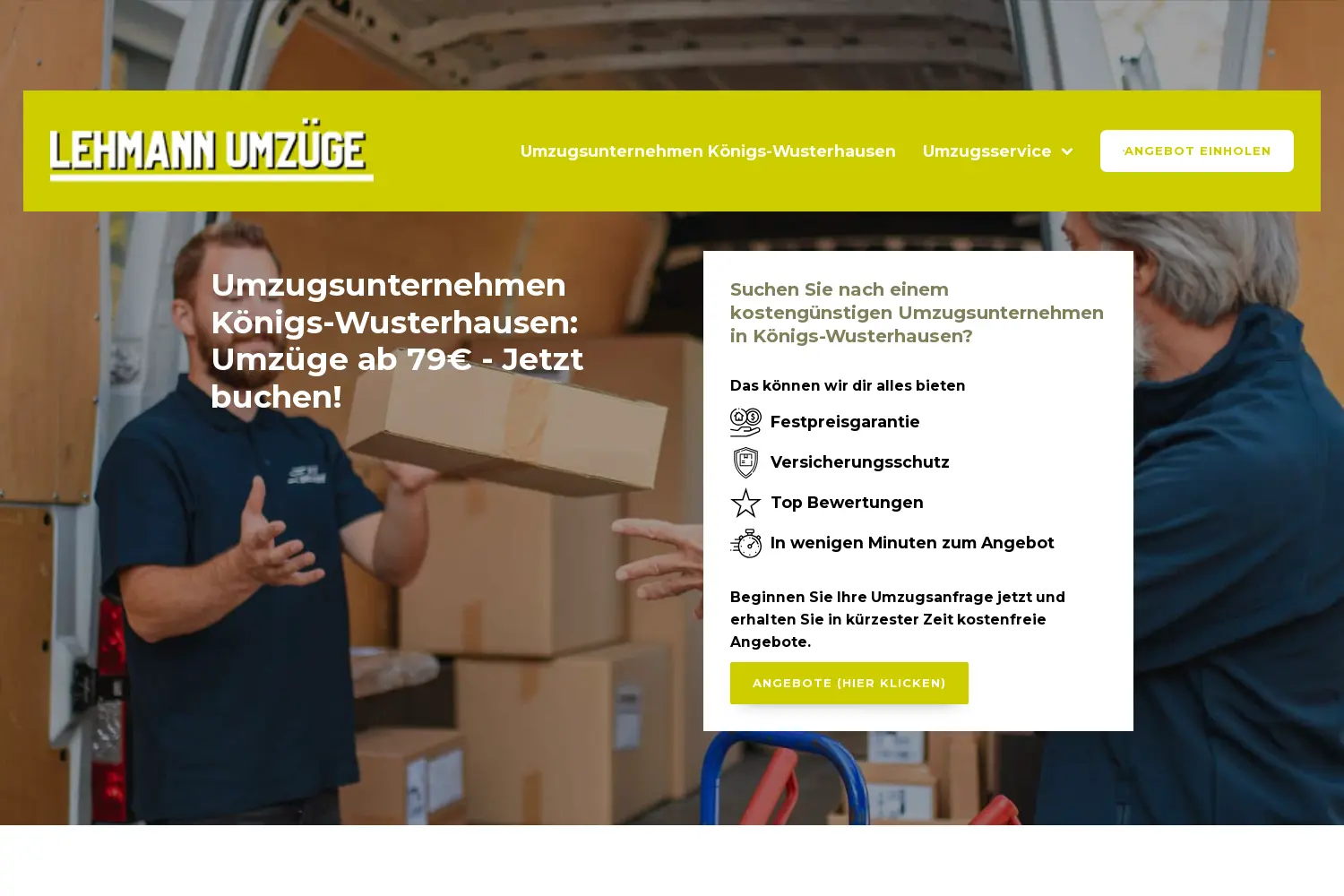 Website der Firma Lehmann Umzüge