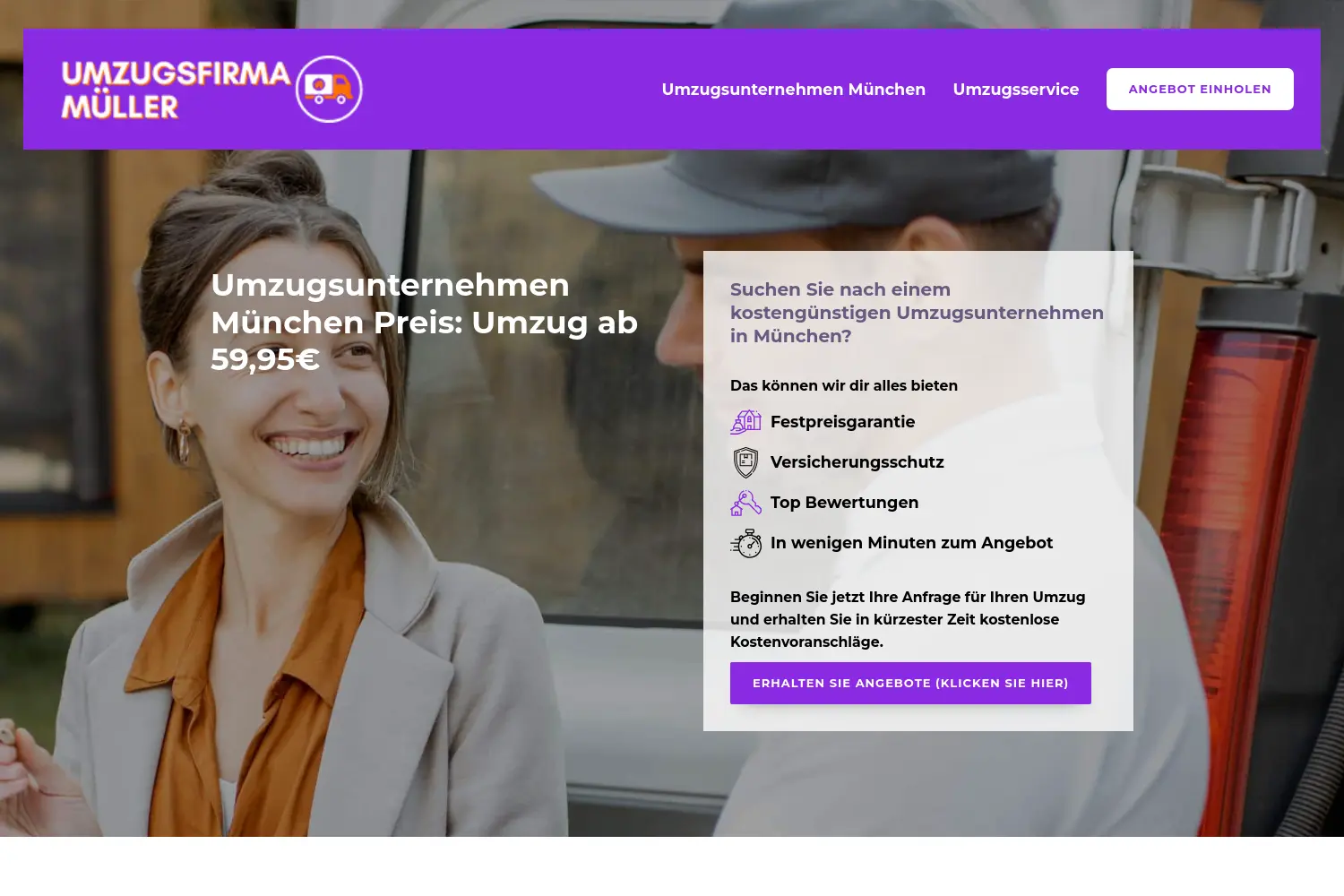 Website der Firma Umzugsfirma Müller