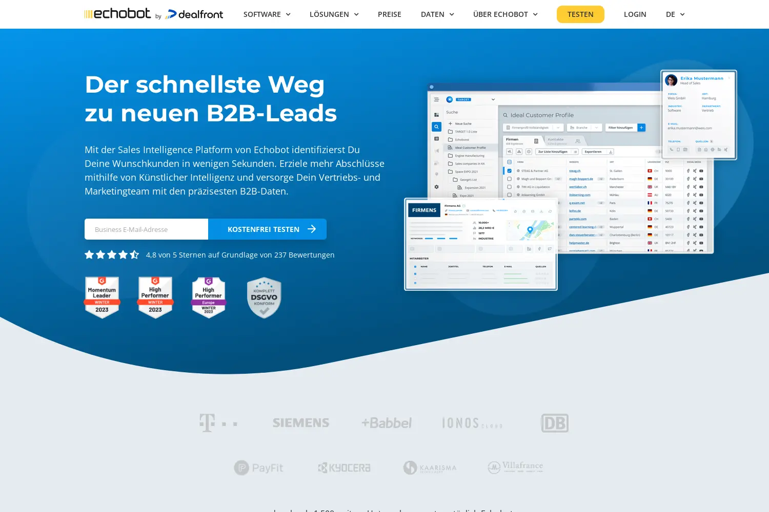 Website der Firma Echobot Media Technologies GmbH