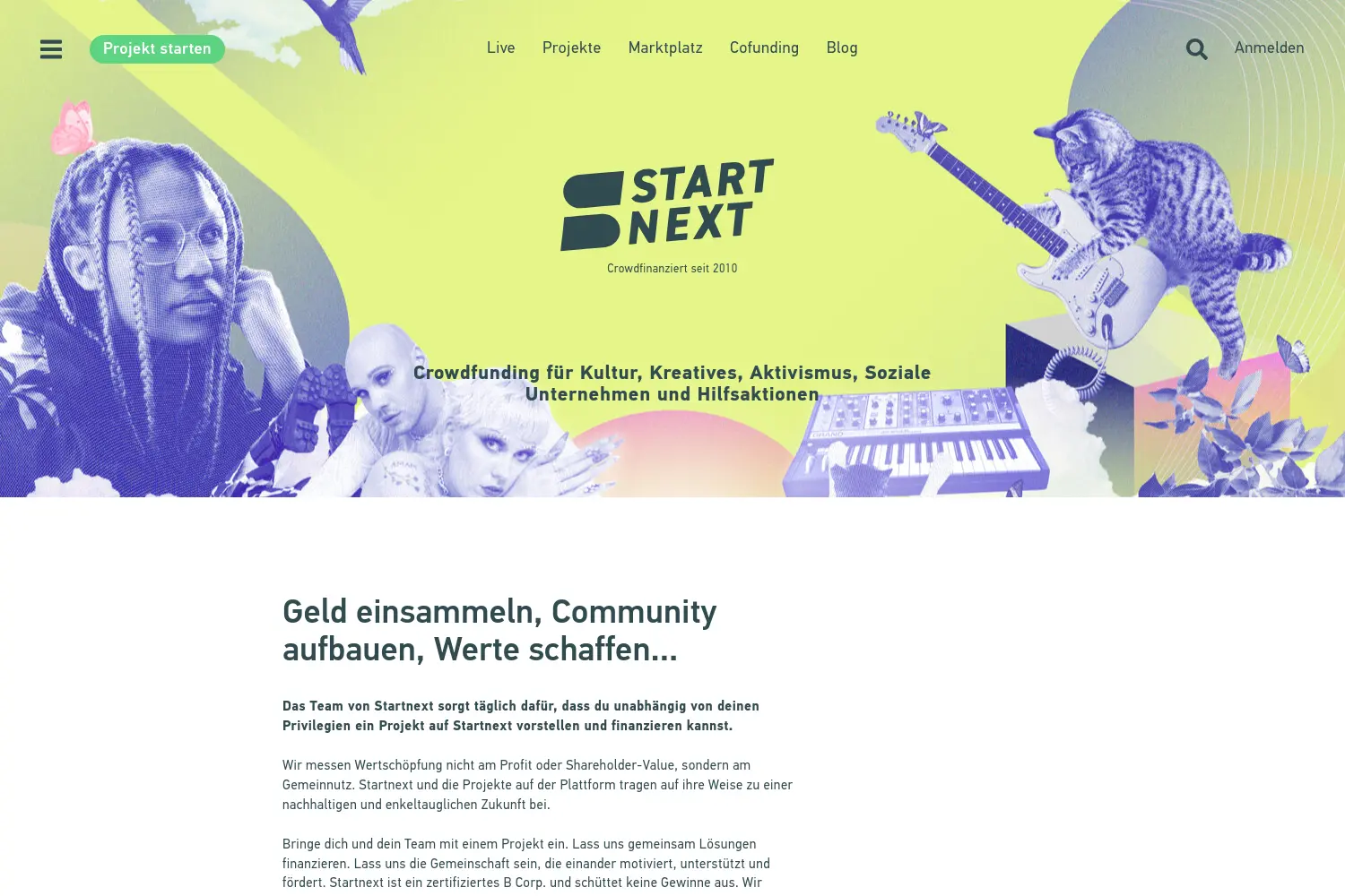 Website der Firma Startnext GmbH