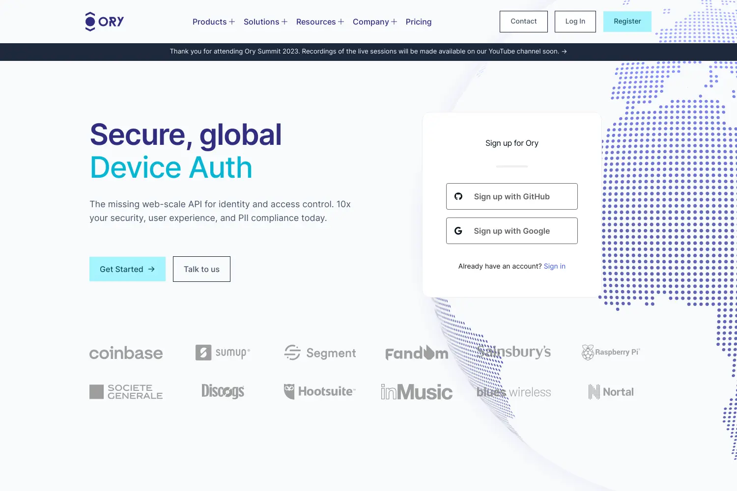 Website der Firma Ory GmbH
