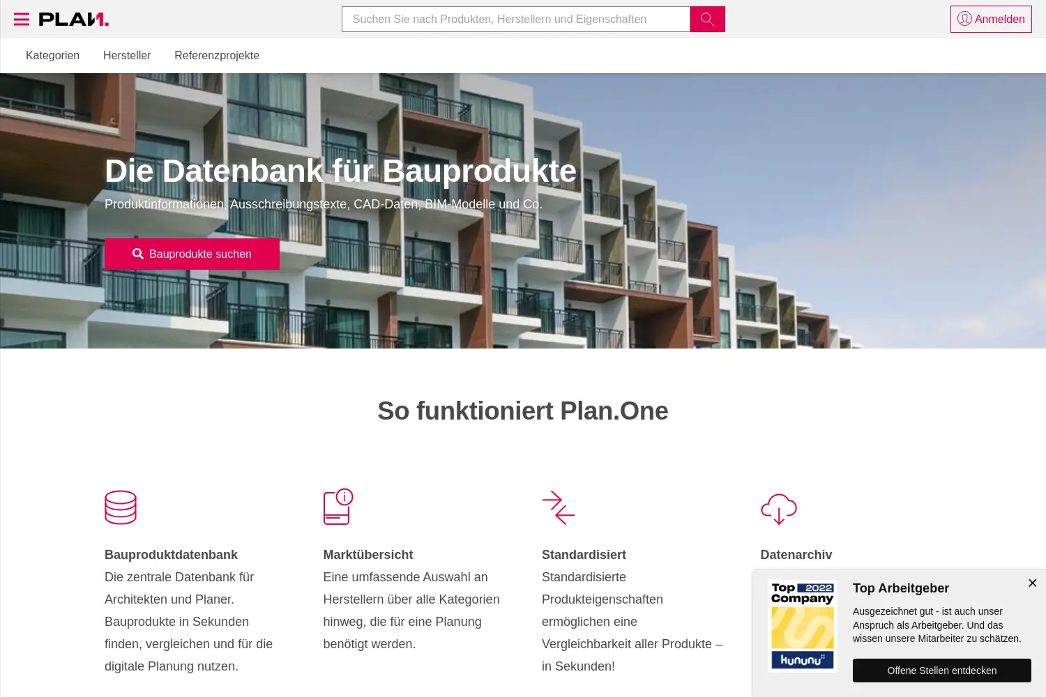 Website der Firma Plan.One GmbH