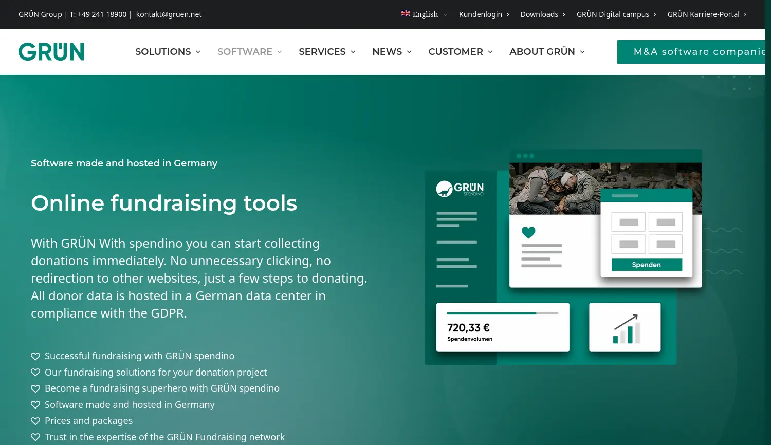 Website der Firma GRÜN Software Group GmbH