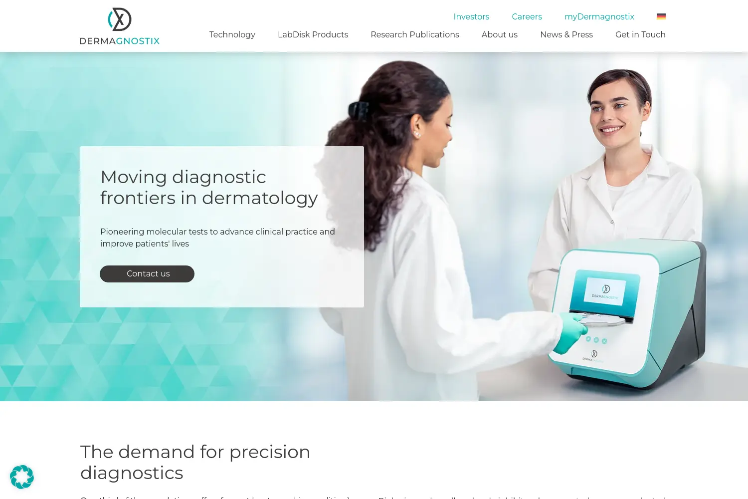 Website der Firma Dermagnostix GmbH