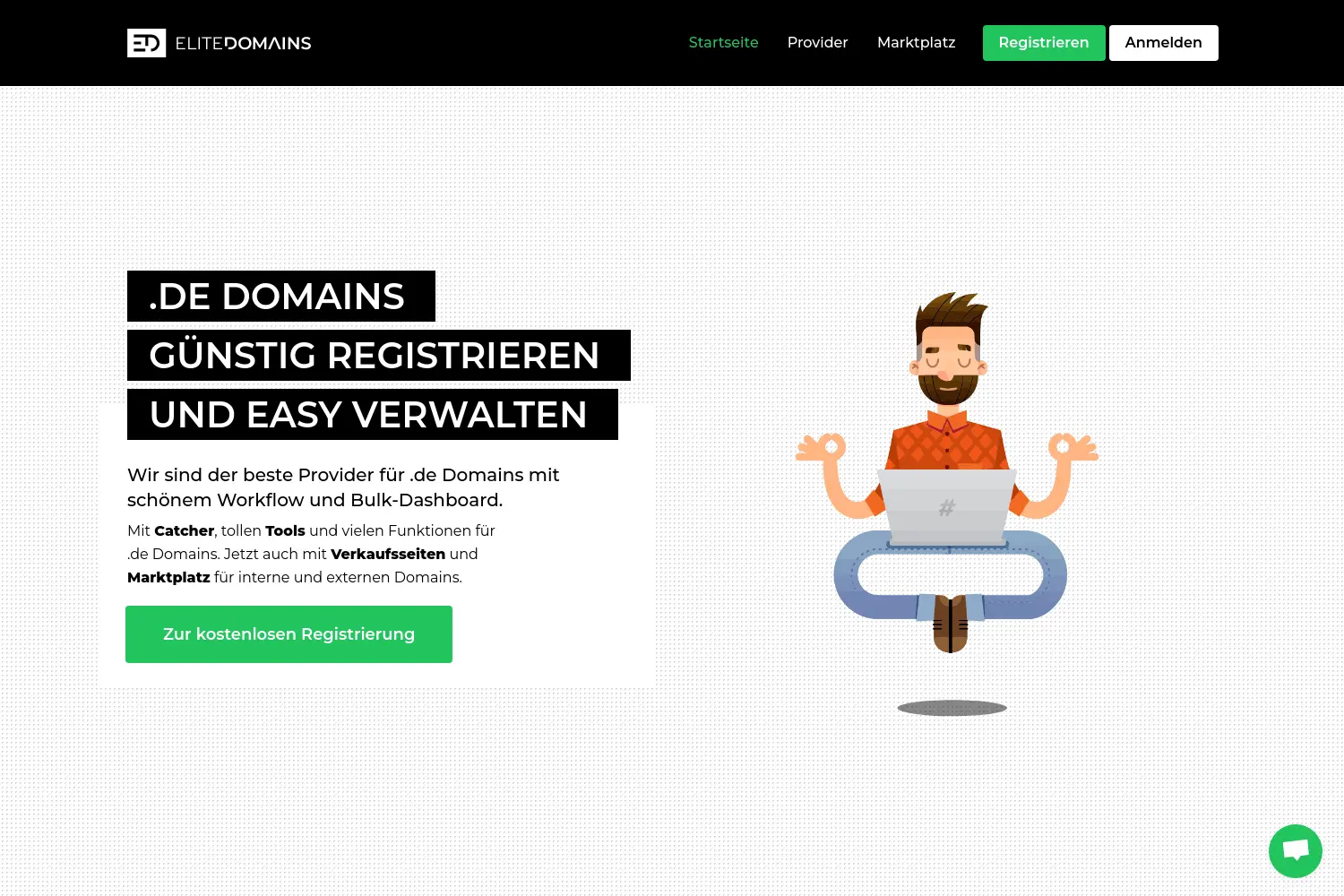 Website der Firma ELITEDOMAINS GmbH