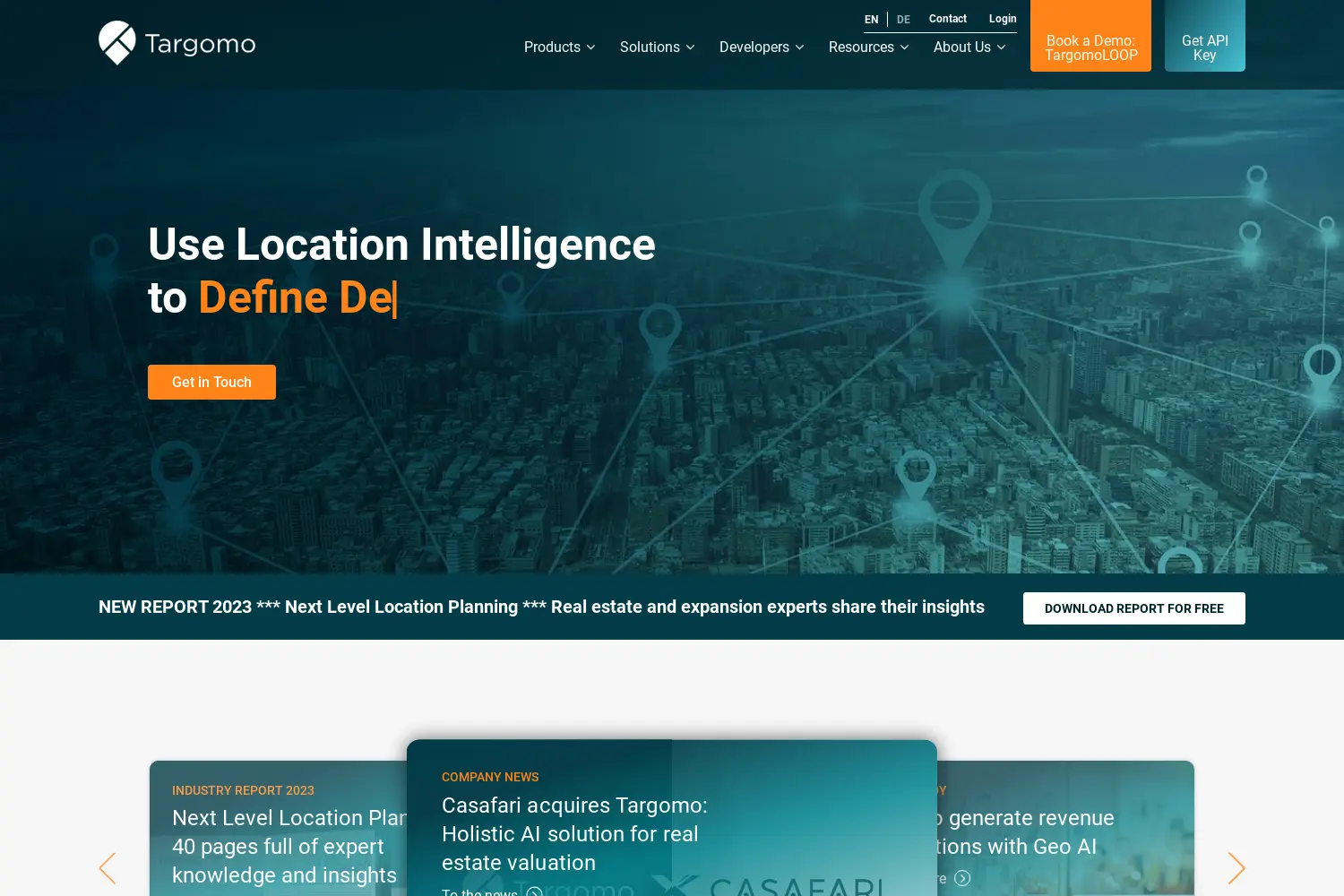Website der Firma Targomo GmbH