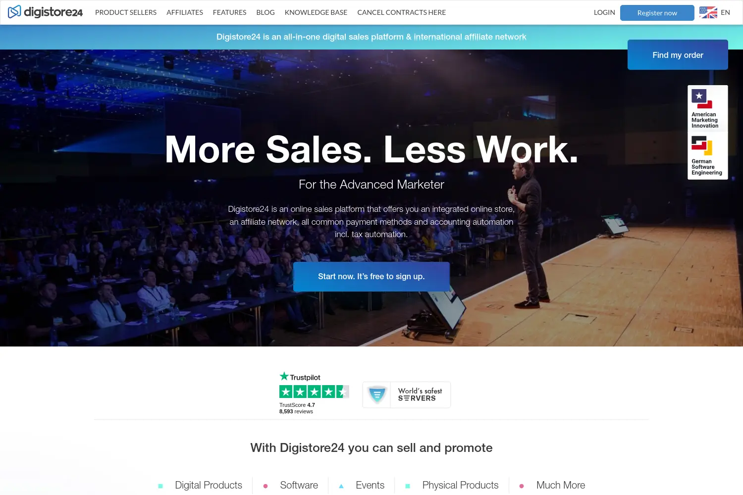 Website der Firma Digistore24 GmbH