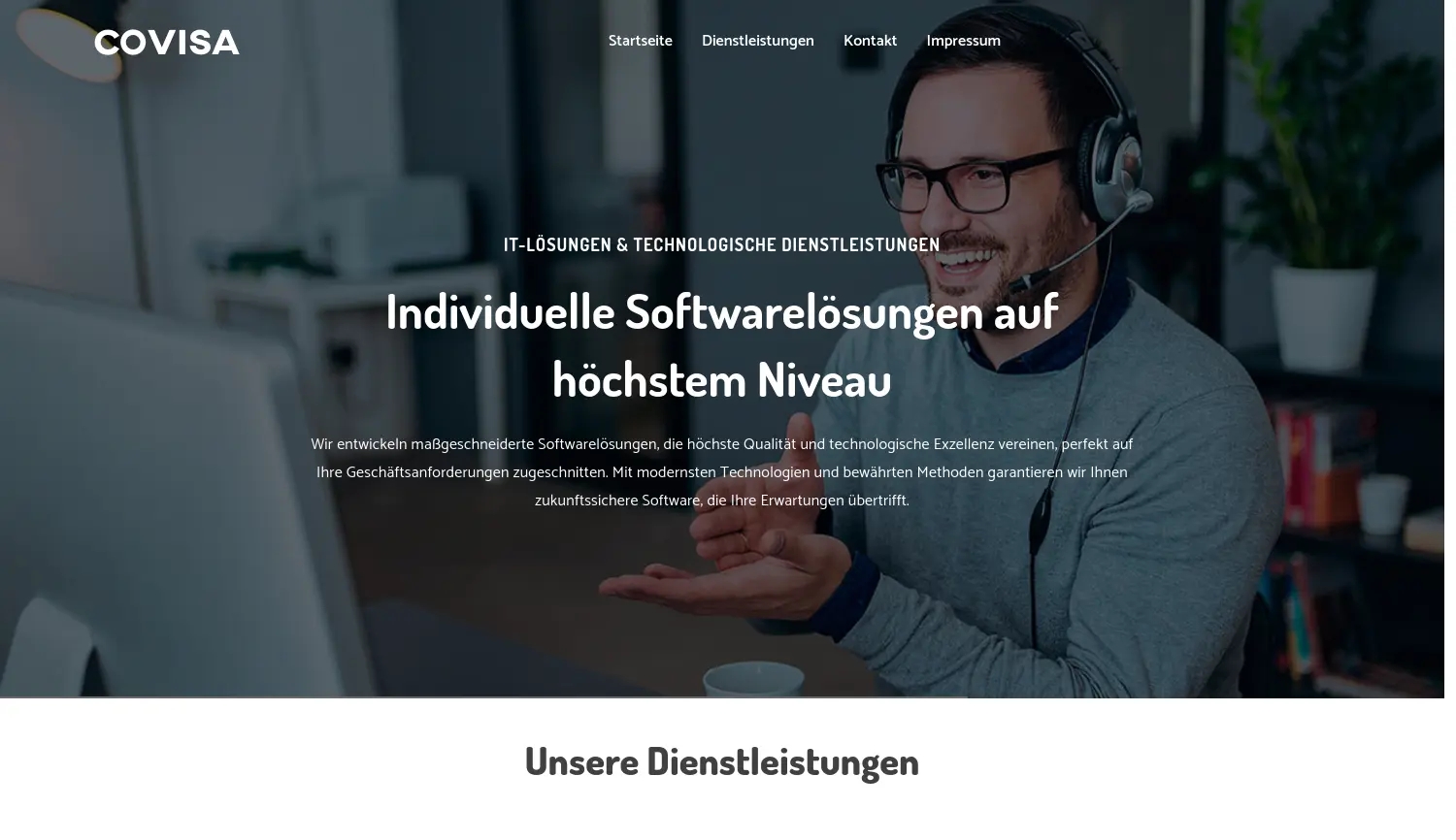 Website der Firma Covisa Software Services GmbH