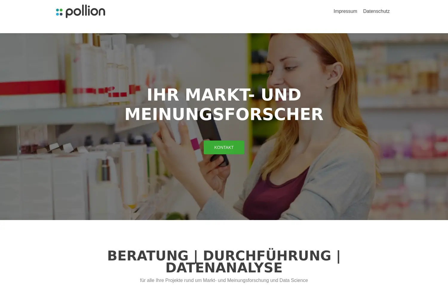 Website der Firma Pollion GmbH